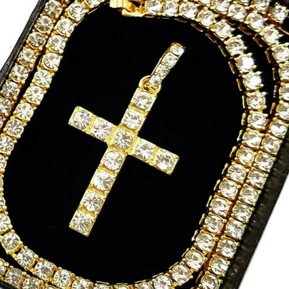 Black Label Other - Mens "Zeke" Iced Out Tennis Necklace with Cross